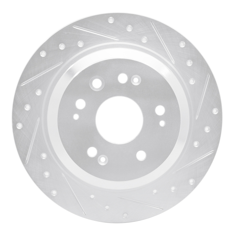 Honda CrossTOUR Brake Rotor (1) - Rear Right - R1 Concepts - Drilled & Slotted - Silver - `10-`15